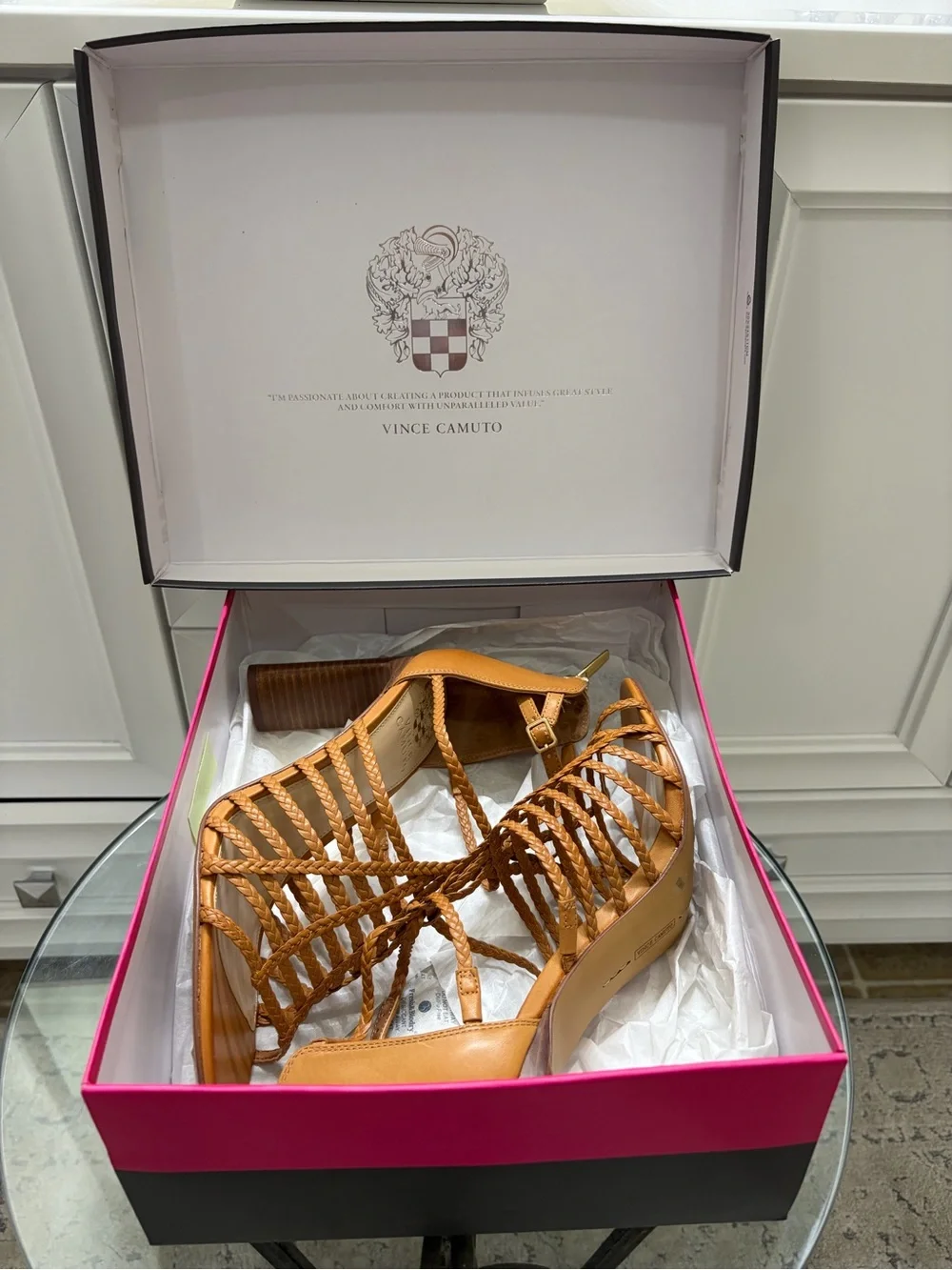 Vince Camuto Ariah Braided Tan Gladiator Sandals